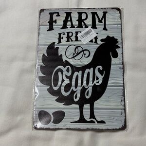 Farm Fresh Eggs Metal Sign 12" x 8"